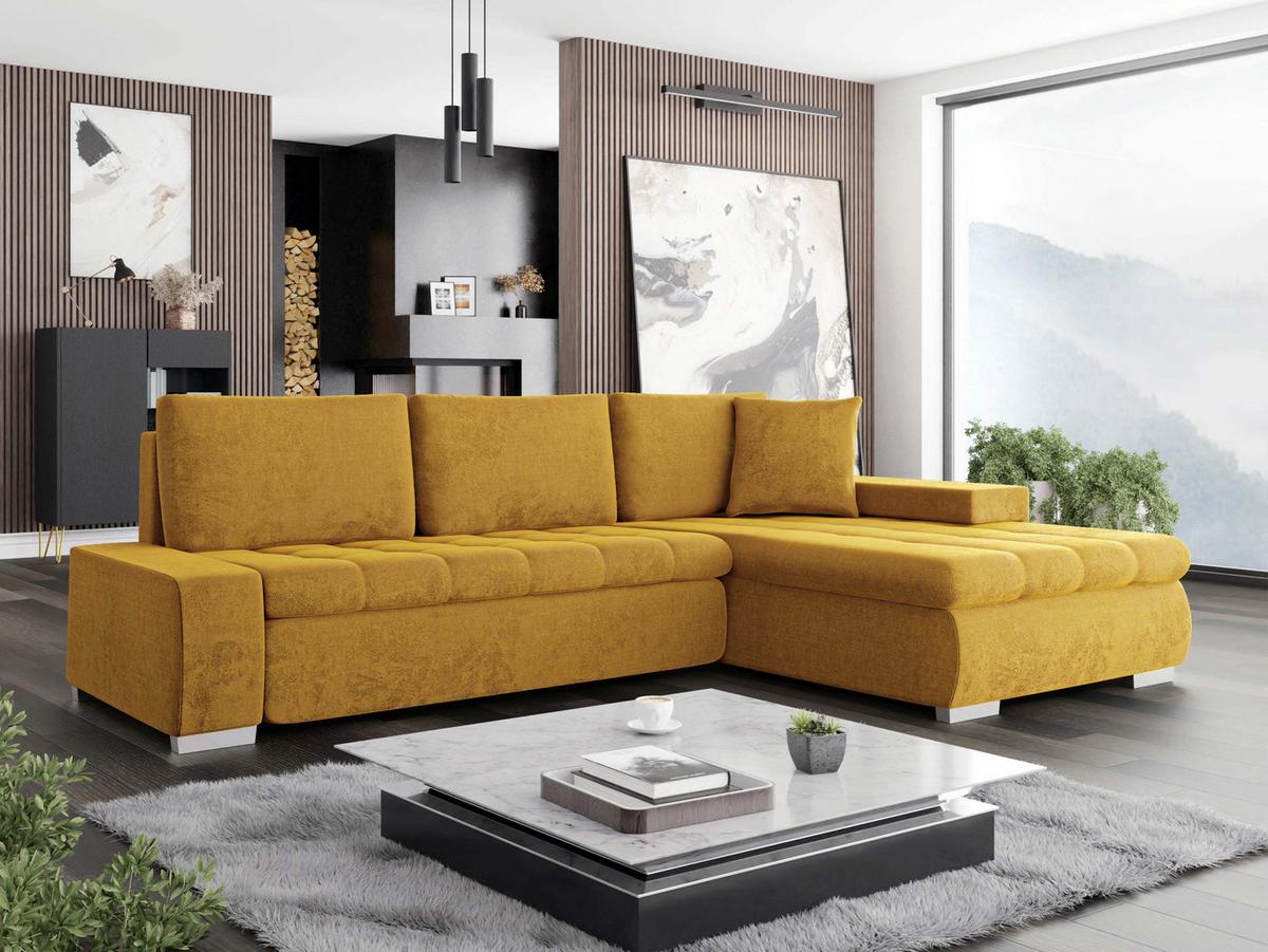 ECKSOFA Orkan Mini Premium - Currygelb, Holz/Textil (265/185cm) - MIRJAN24