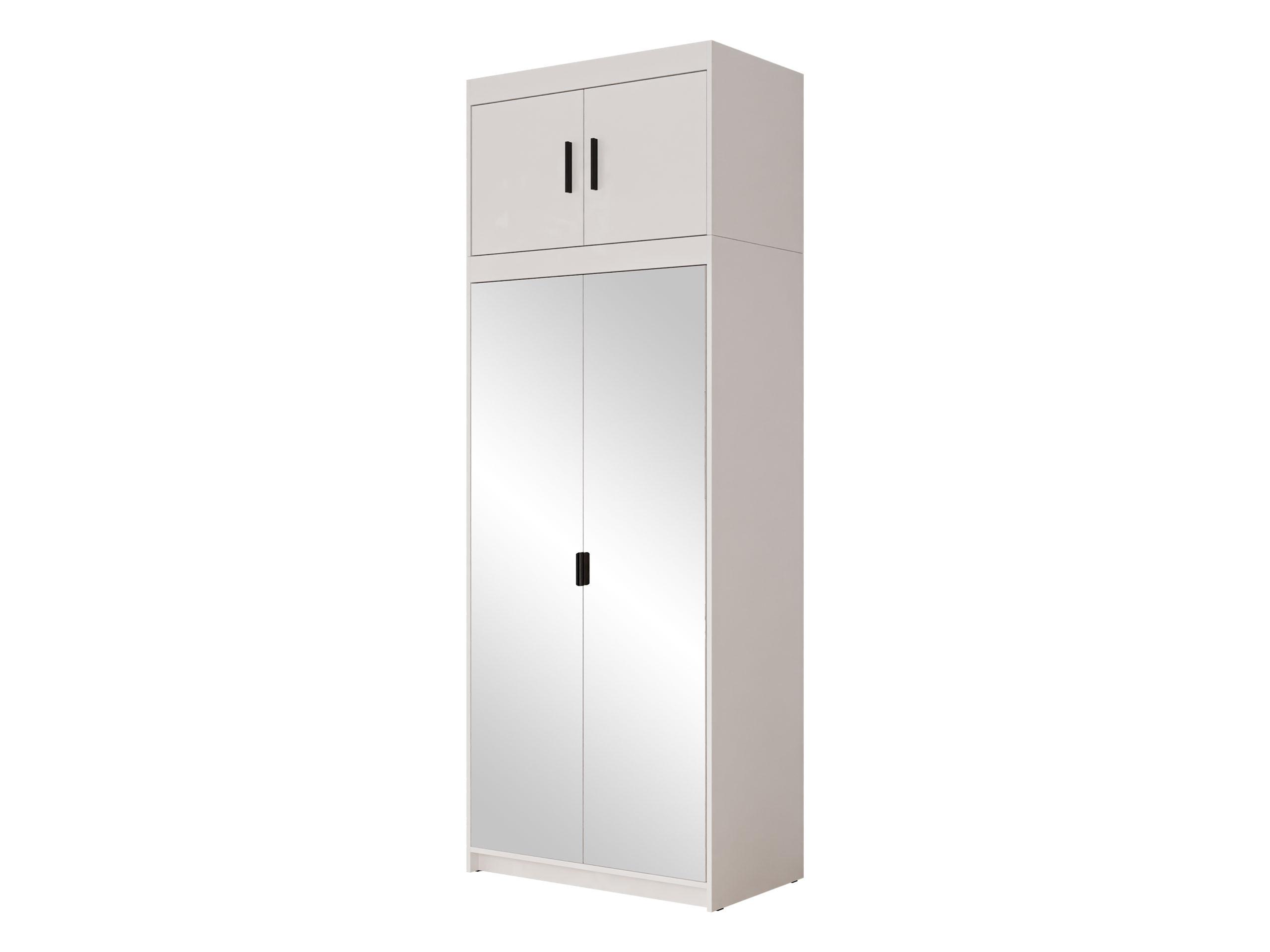 KLEIDERSCHRANK Elena 2D + Schrankaufsatz - Schwarz/Weiß, Holzwerkstoff/Kunststoff (90/246/53cm) - MIRJAN24