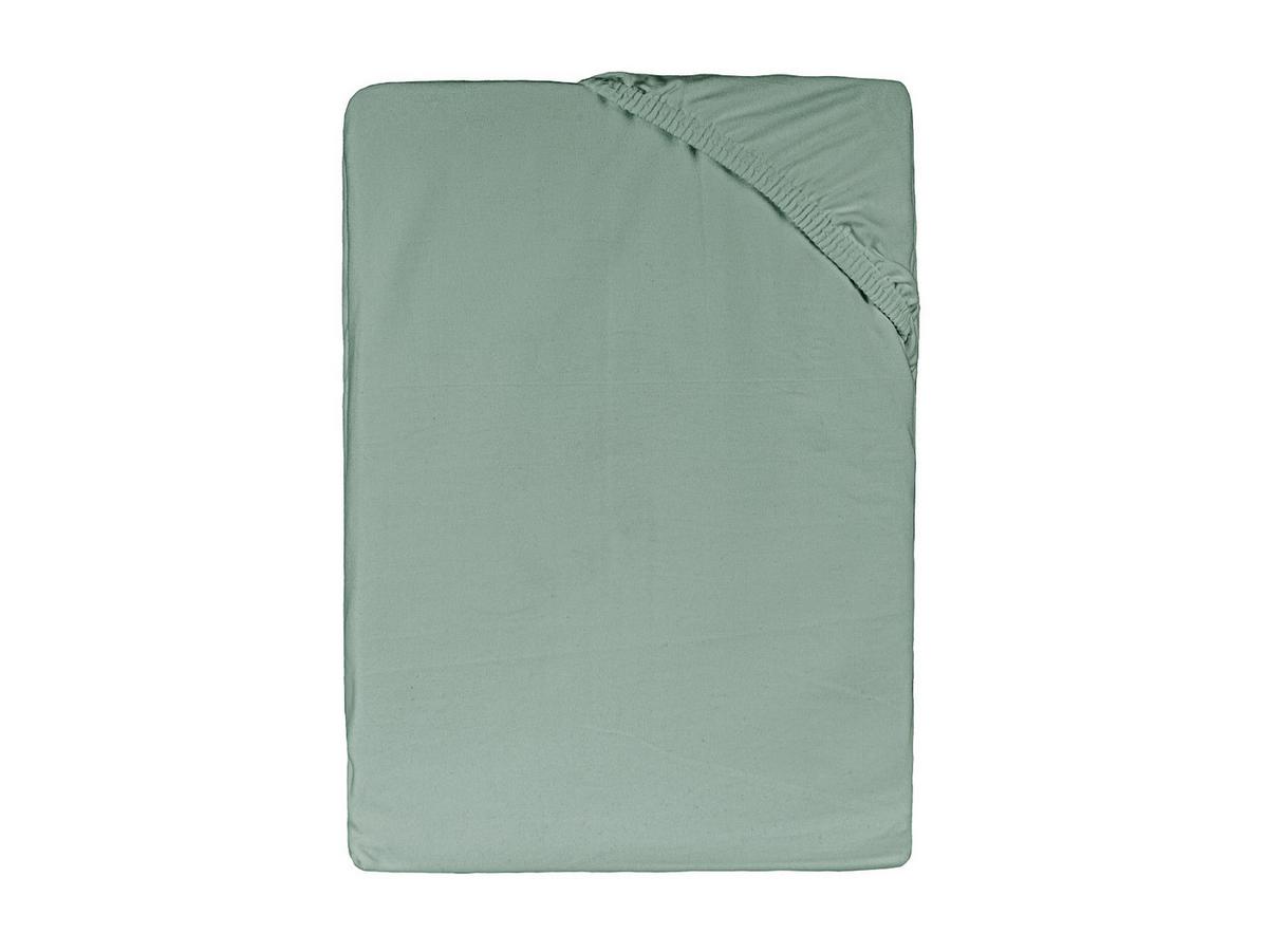 SPANNBETTLAKEN BasicSoft Baumwoll-Jersey mit Elasthan natural-grün 90-100/200 cm - Salbeigrün, Textil (90/200cm) - beties Heimtextil