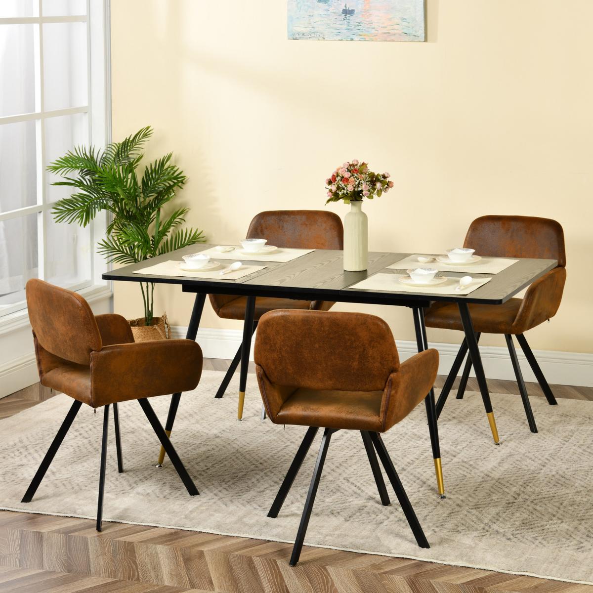 ESSZIMMER SET aus ausziehbarem Tisch und mit 4 drehbaren Stühlen - Schwarz/Braun, Holzwerkstoff/Metall (80/75/160cm) - Urban Meuble