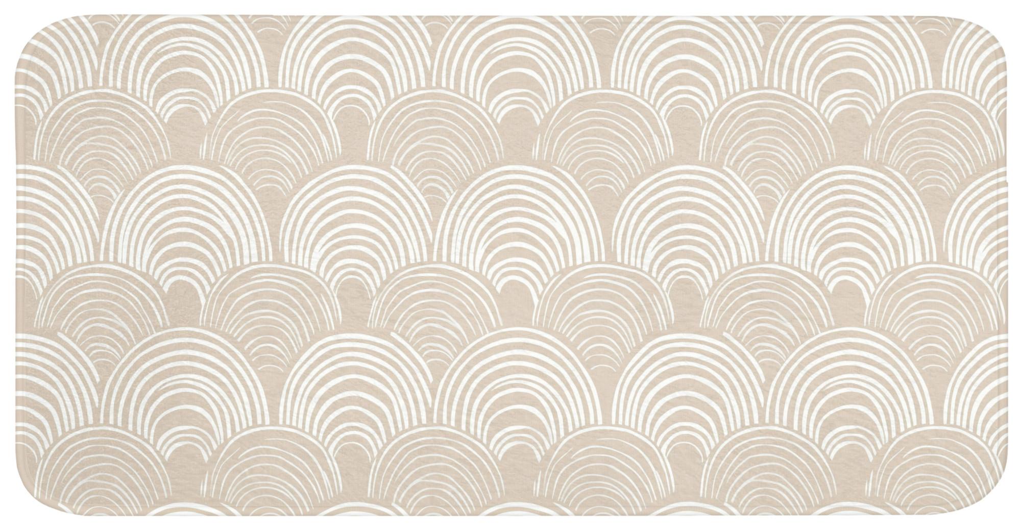 BADEMATTE Wellen - Textur - Beige Badezimmerteppich 120x60 cm - Kaschmir, Textil (120/60cm) - OnlyWow