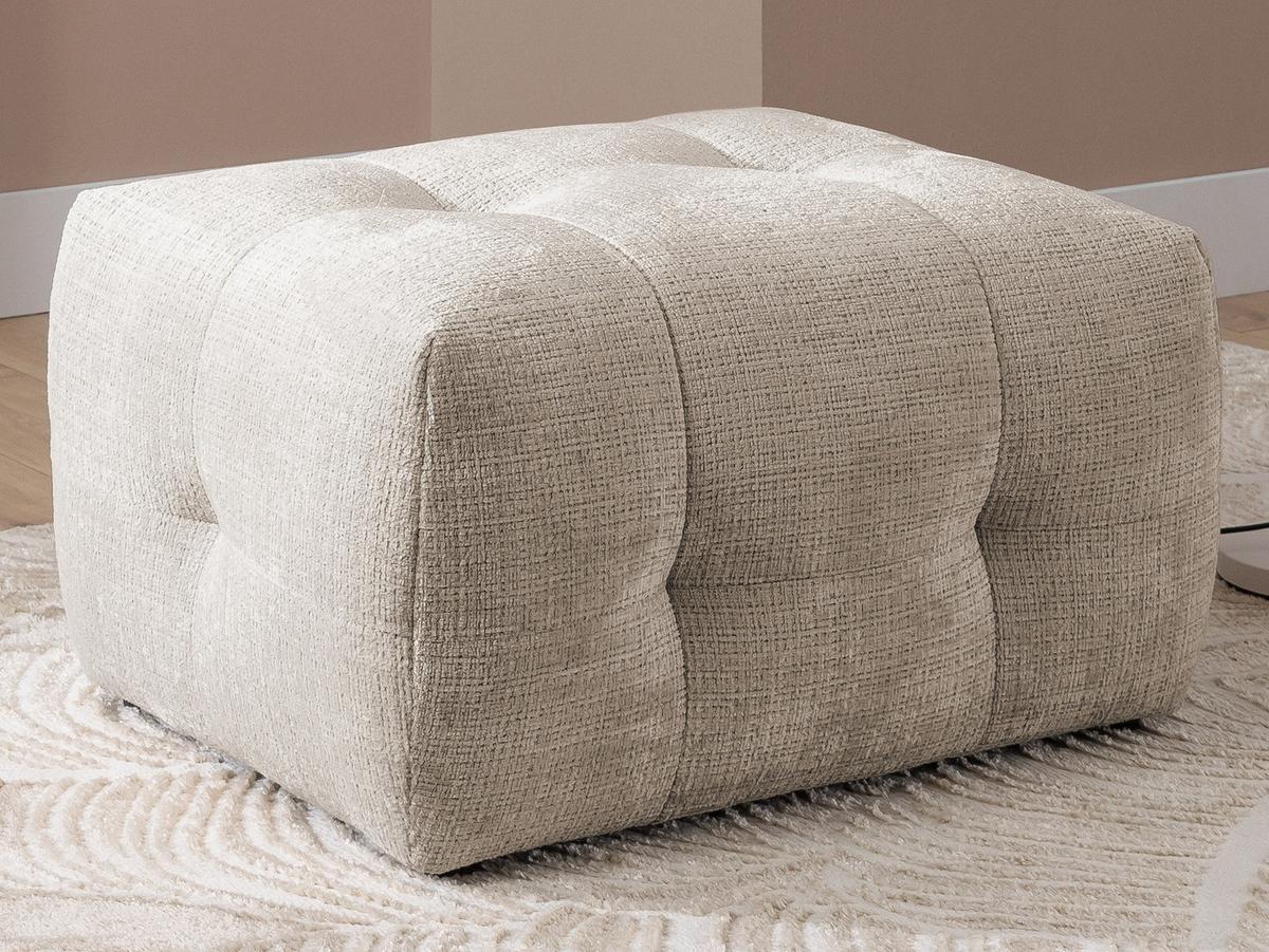 POLSTERHOCKER mit raffinierten Steppungen, zu passendem Sofa, Wellenunterfederung, Chenille-Bezug Sandgrau / 21054 - Sandfarben/Schwarz, Kunststoff/Textil (87/46/68cm) - luma-home