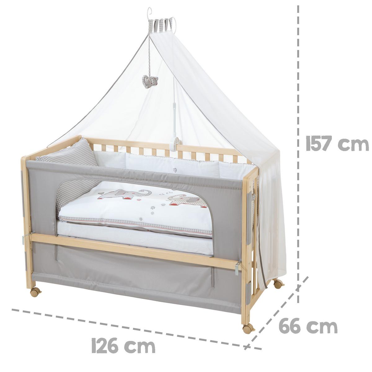 BABYBETT Jumbo twins grau 5er-Set 60 x 120 cm - Naturfarben/Grau, Holzwerkstoff (60/120cm) - Roba