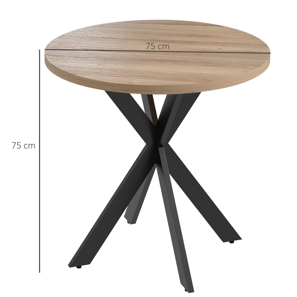 ESSTISCH MDF Stahl Braun - Schwarz/Braun, Holzwerkstoff/Metall (75/75/75cm) - HOMCOM
