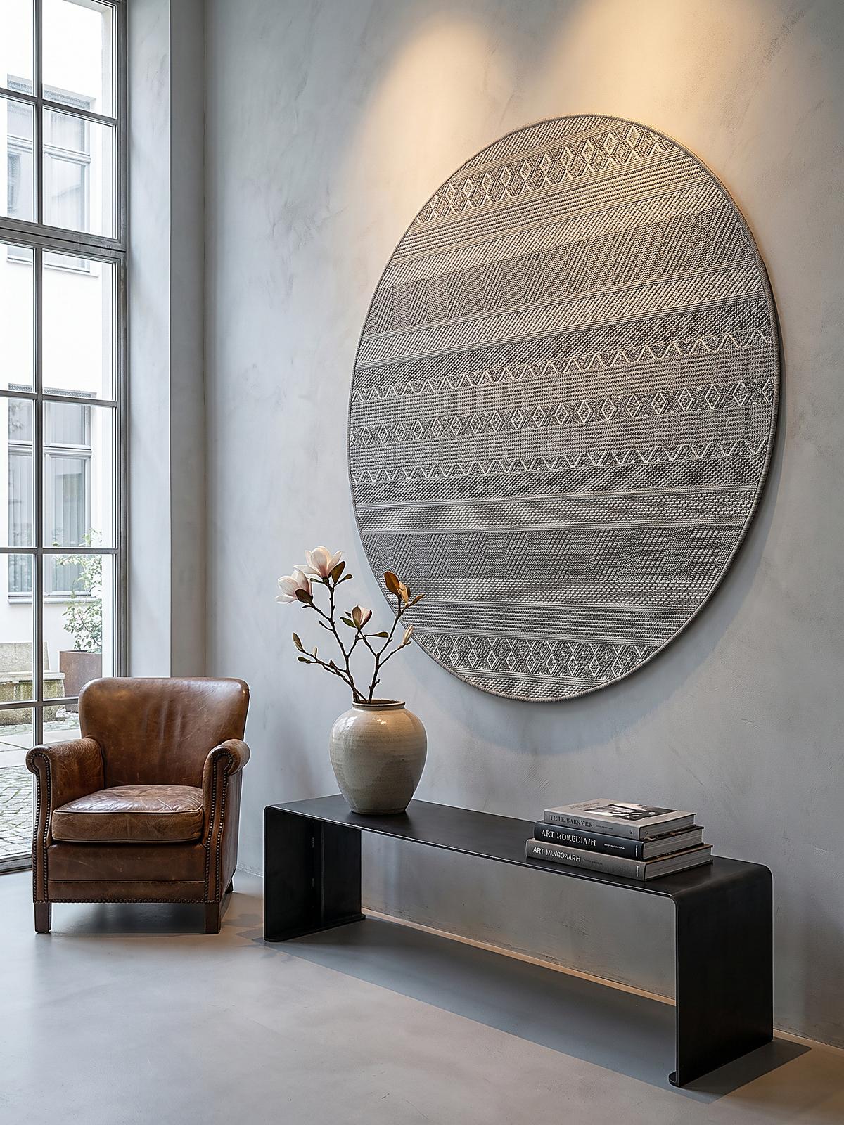 TEPPICH Flachgewebe ESERA Gestreift Polypropylen Grau Ø 160 cm Rund - Grau, Textil (160/160cm) - KADIMA DESIGN