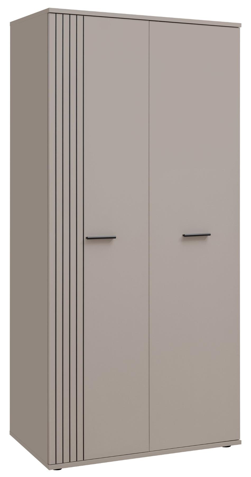 KLEIDERSCHRANK Kaschmir 2-türig 90 x 190 cm, Drehtürenschrank mit viel Stauraum - Kaschmir/Schwarz, Holzwerkstoff/Kunststoff (90/190/55cm) - Inn.Furn