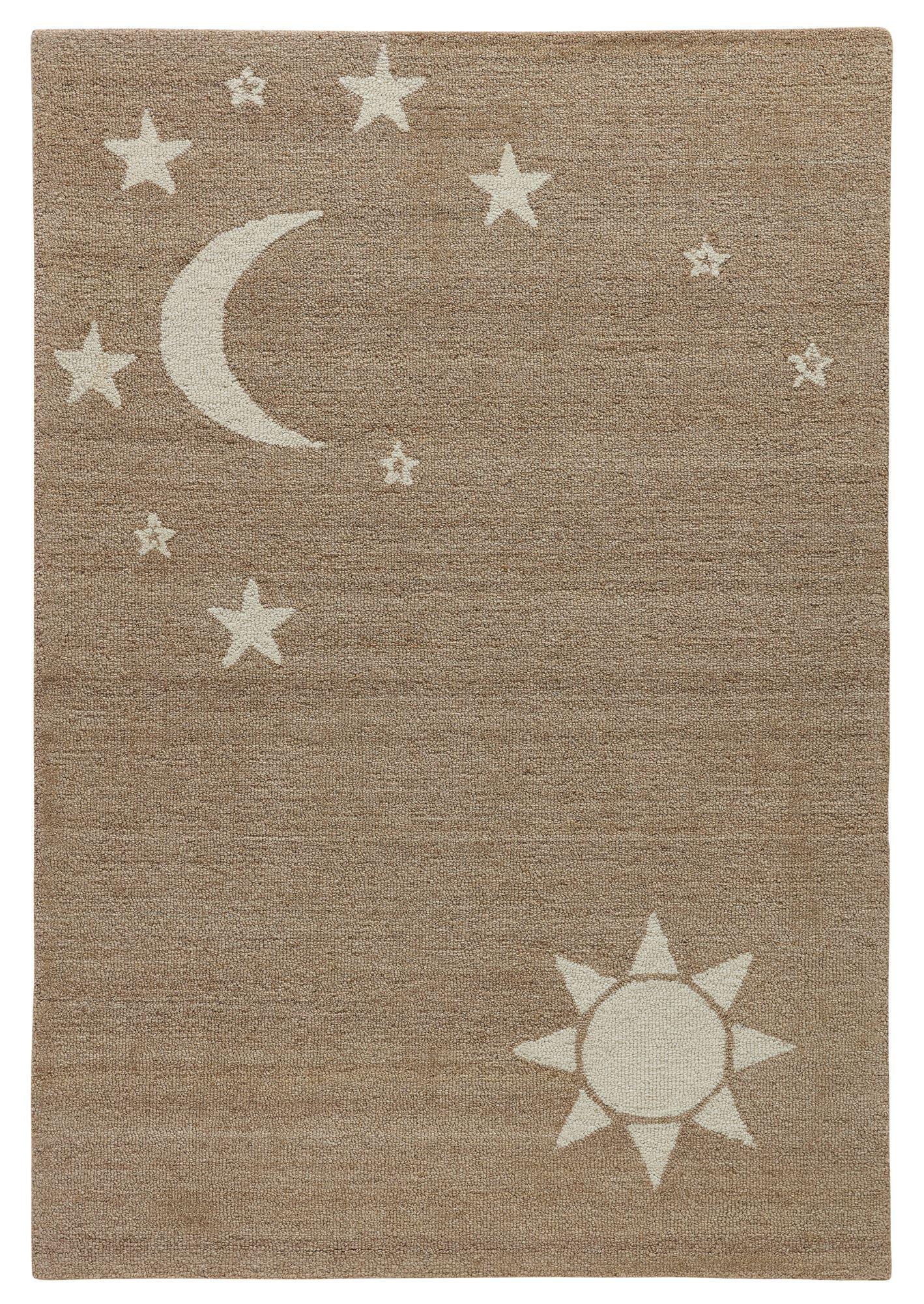 HANDTUFTTEPPICH Natur Kids - Kindeteppich mit Nachthimmeldesign 160 x 230 cm - Sandfarben, Textil (160/230cm) - Natur Pur