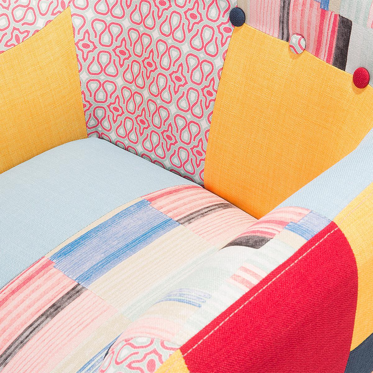 SESSEL Polsterbezug Bunt Melby - Multicolor, Holz/Textil (64/77/59cm) - Beliani