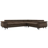 ECKSOFA NORDEN L - Braun Velvet - Links Seite - Dunkelbraun/Schwarz, Textil/Metall (269/329cm) - MKS