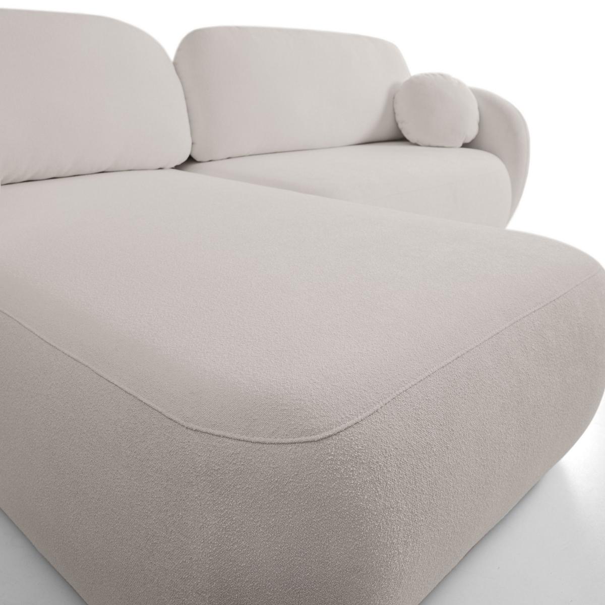 ECKSOFA AMICO L-S Hellgrau Geflochtener Stoff mit Schlaffunktion - Hellgrau, Holz (248/174cm) - MASSENO