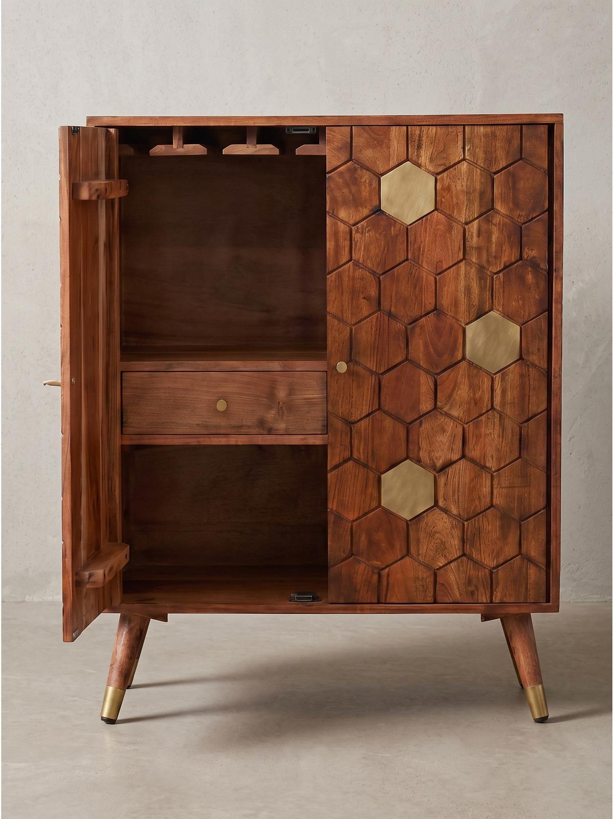 HAUSBAR ARENZANO, Akazie Massivholz, Dunkelbraun, 75 x 46 x 96 cm - Dunkelbraun/Braun, Akazienholz/Holz (75/96/46cm) - KADIMA DESIGN