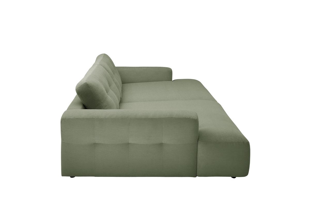 BIG SOFA MIKA Grün Cord - Schwarz/Olivgrün, Kunststoff/Textil (300/86/167cm) - KAWOLA