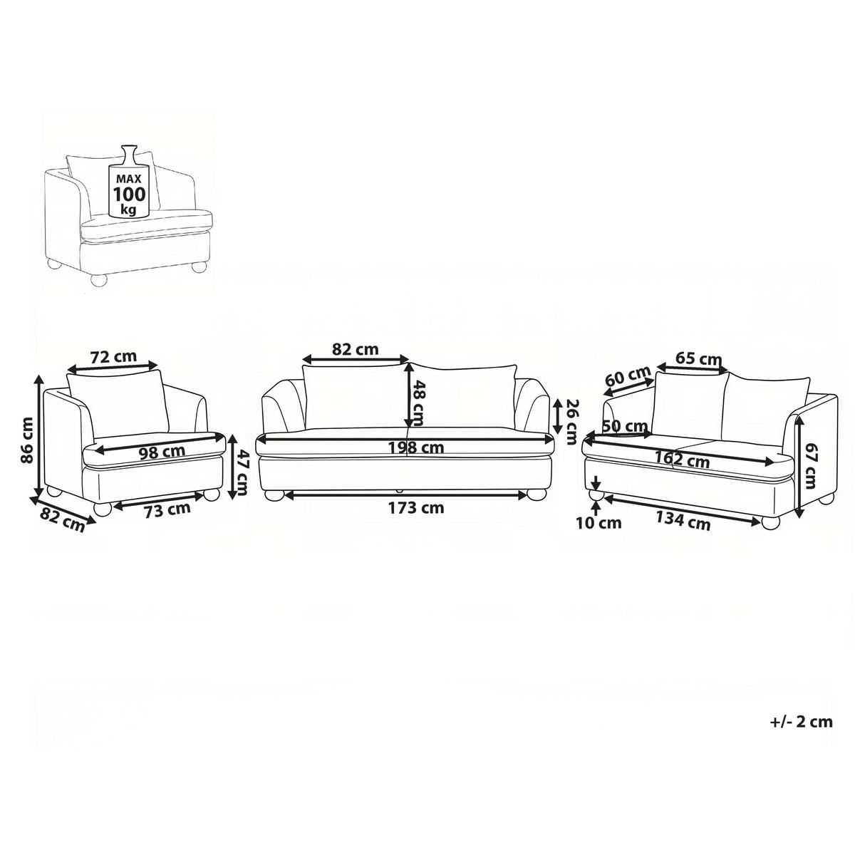 SOFA-SET 6-Sitzer Bouclé Cremeweiß Rattvik - Hellbraun/Weiß, Textil (198/86/82cm) - Beliani