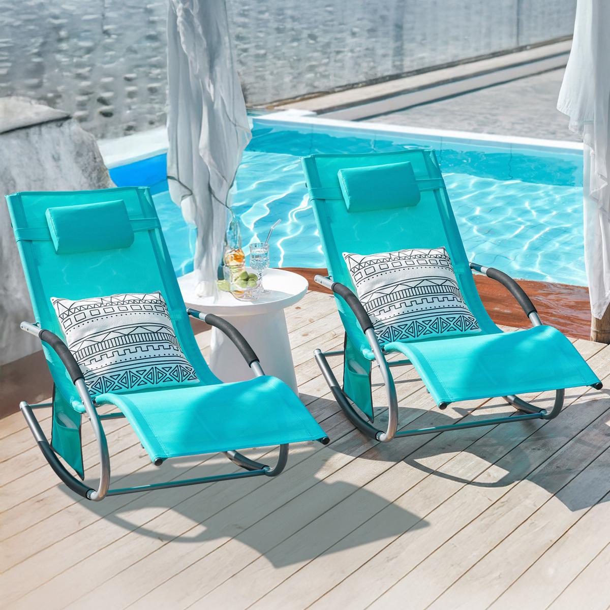 SONNENLIEGE 2 Personen, Gartenliege bis 150kg, Türkis - Türkis, Metall (63/87/150cm) - SoBuy