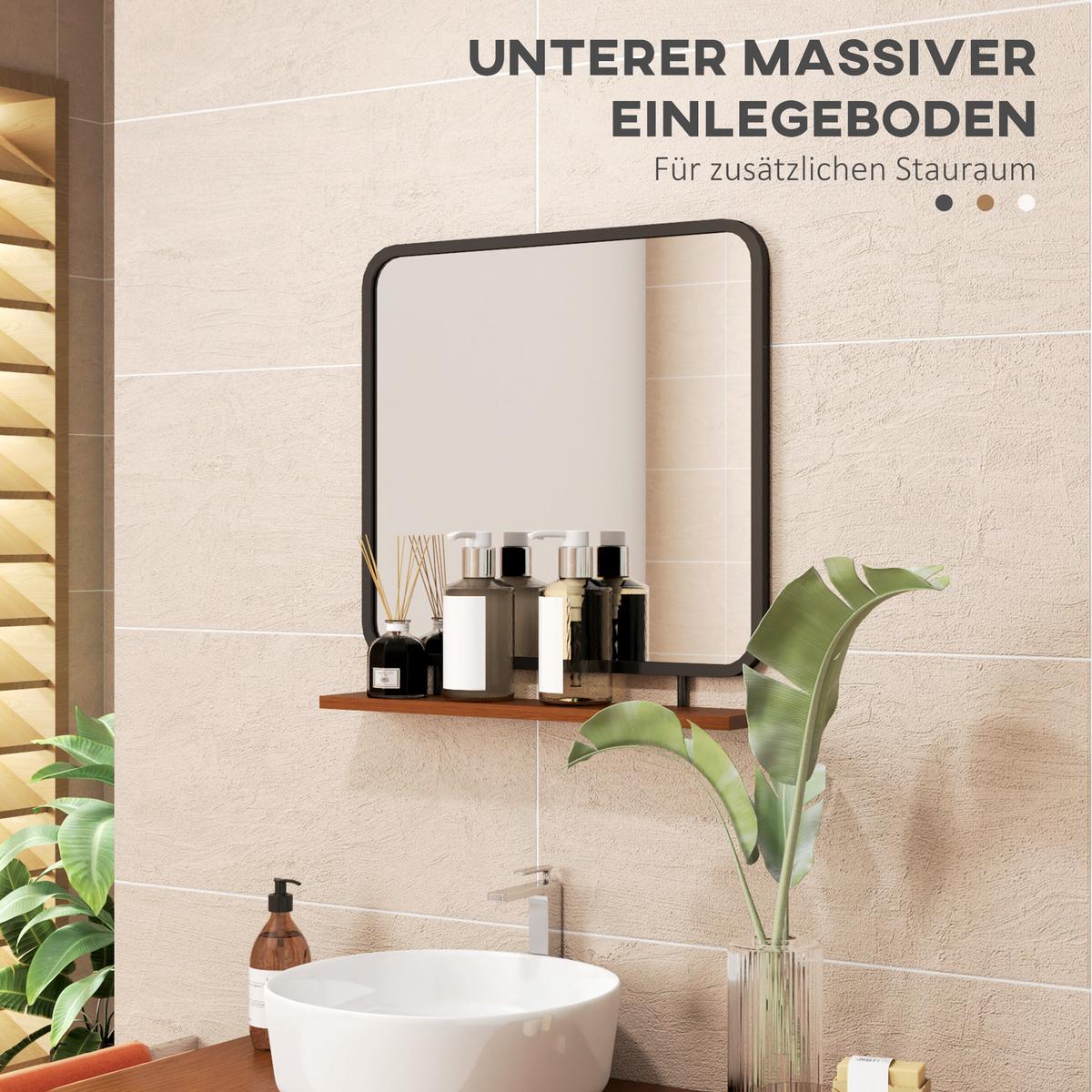 WANDSPIEGEL 55 x 55,5 cm, Schwarz - Schwarz, Glas (10/55.5/55cm) - HOMCOM