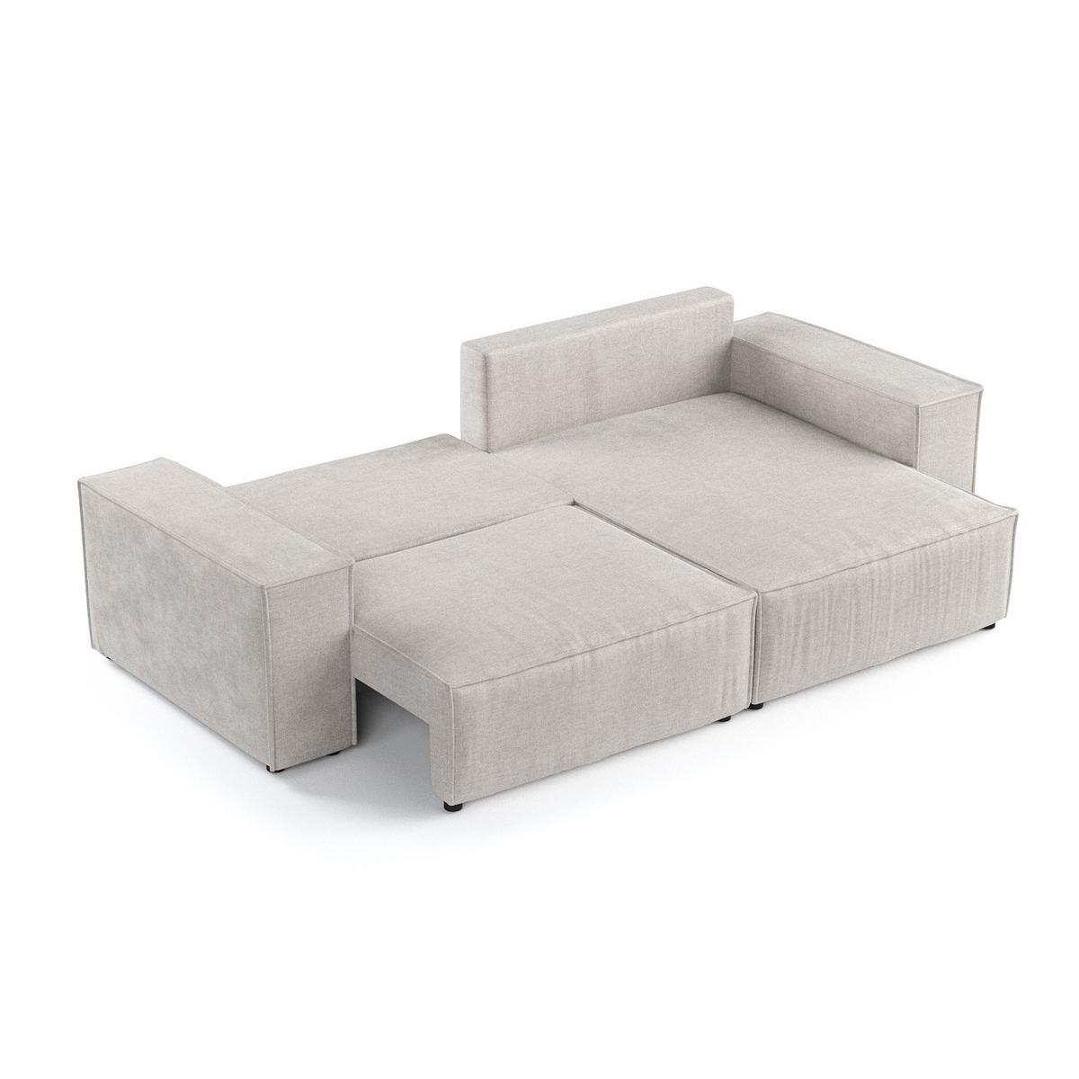 ECKSOFA CAVO mit Schlaffunktion Hellbeige im Wind Stoff - Beige/Schwarz, Holz/Holzwerkstoff (255/148cm) - AltaBeds