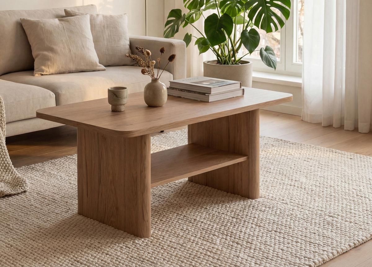COUCHTISCH Hickory Walnuss 90 x 56 cm, Wohnzimmertisch mit Ablage - Walnussfarben, Holzwerkstoff (56/90/42cm) - Furn.Design