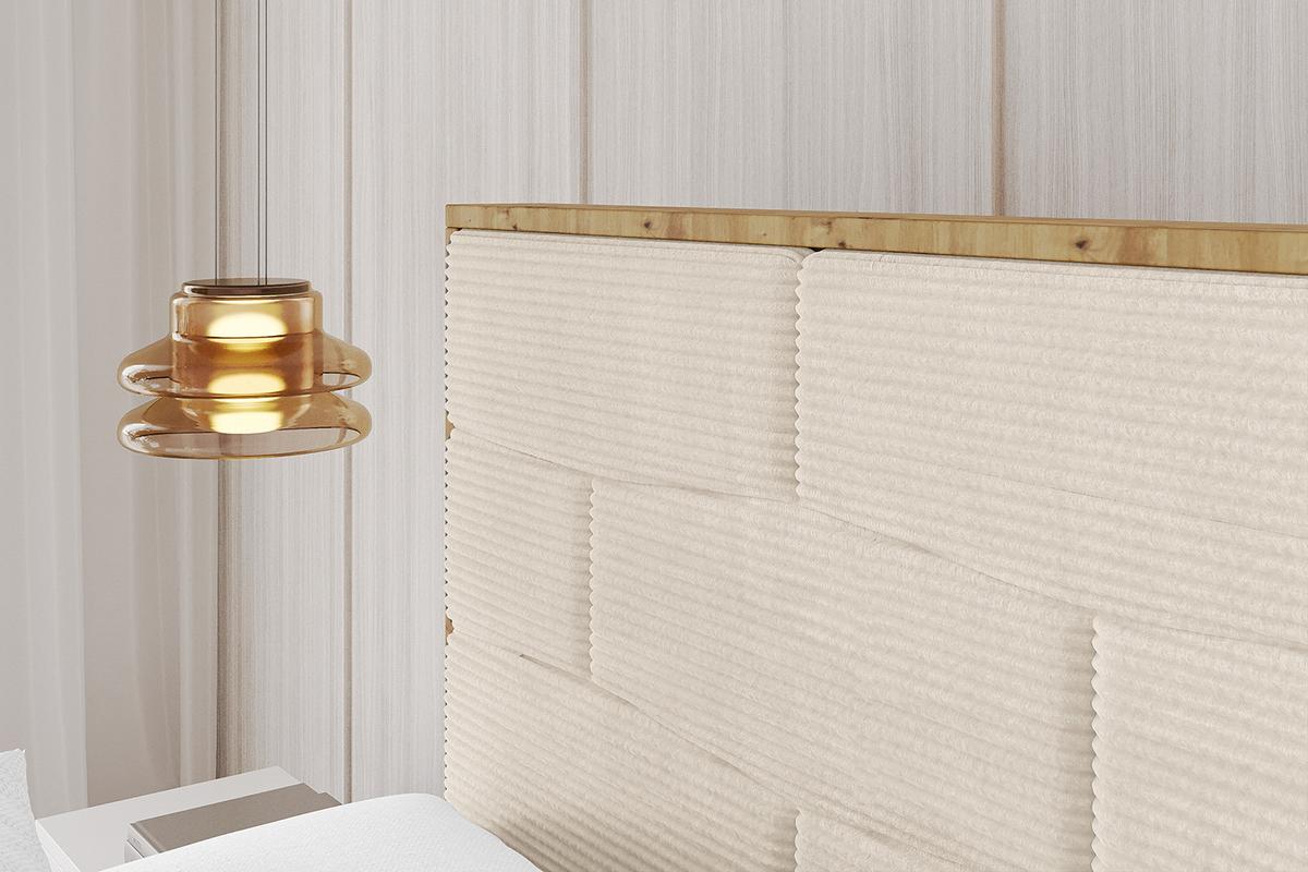 POLSTERBETT mit Bettkasten, Fußteil und Lattenrost, Boxbett mit Matratze H3/H4 - ENZO8-Z 180x200 Beige - Creme, Holzwerkstoff/Textil (180/200cm) - ALTDECOR