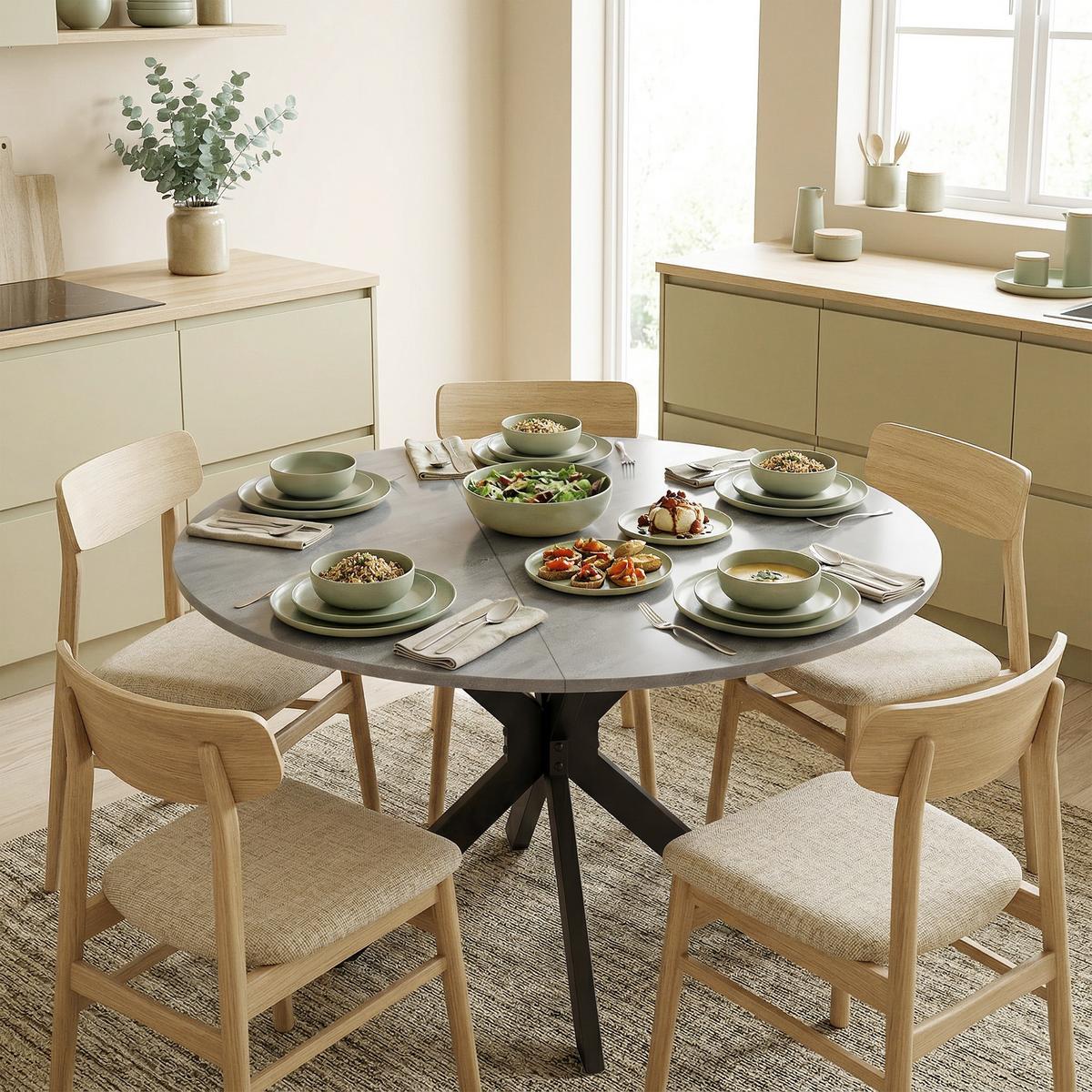KLAPPBARER-ESSTISCH MDF Stahl Grau - Grau, Holzwerkstoff (110/110/76cm) - HOMCOM