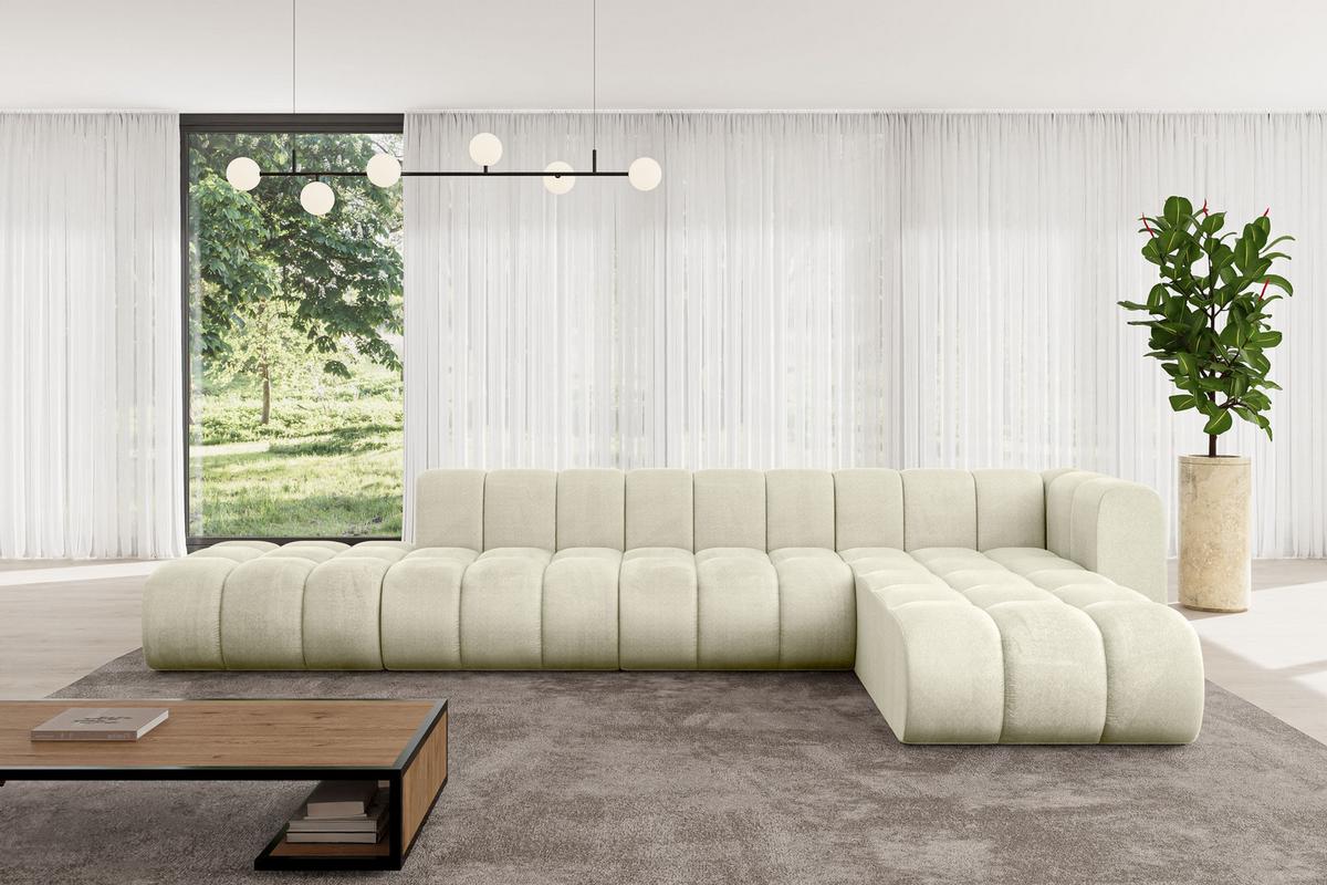 ECKSOFA modulares Sofa Zuvon-L2 - 387x177x70 cm Beige - Beige, Holzwerkstoff/Textil (387/177cm) - ALTDECOR