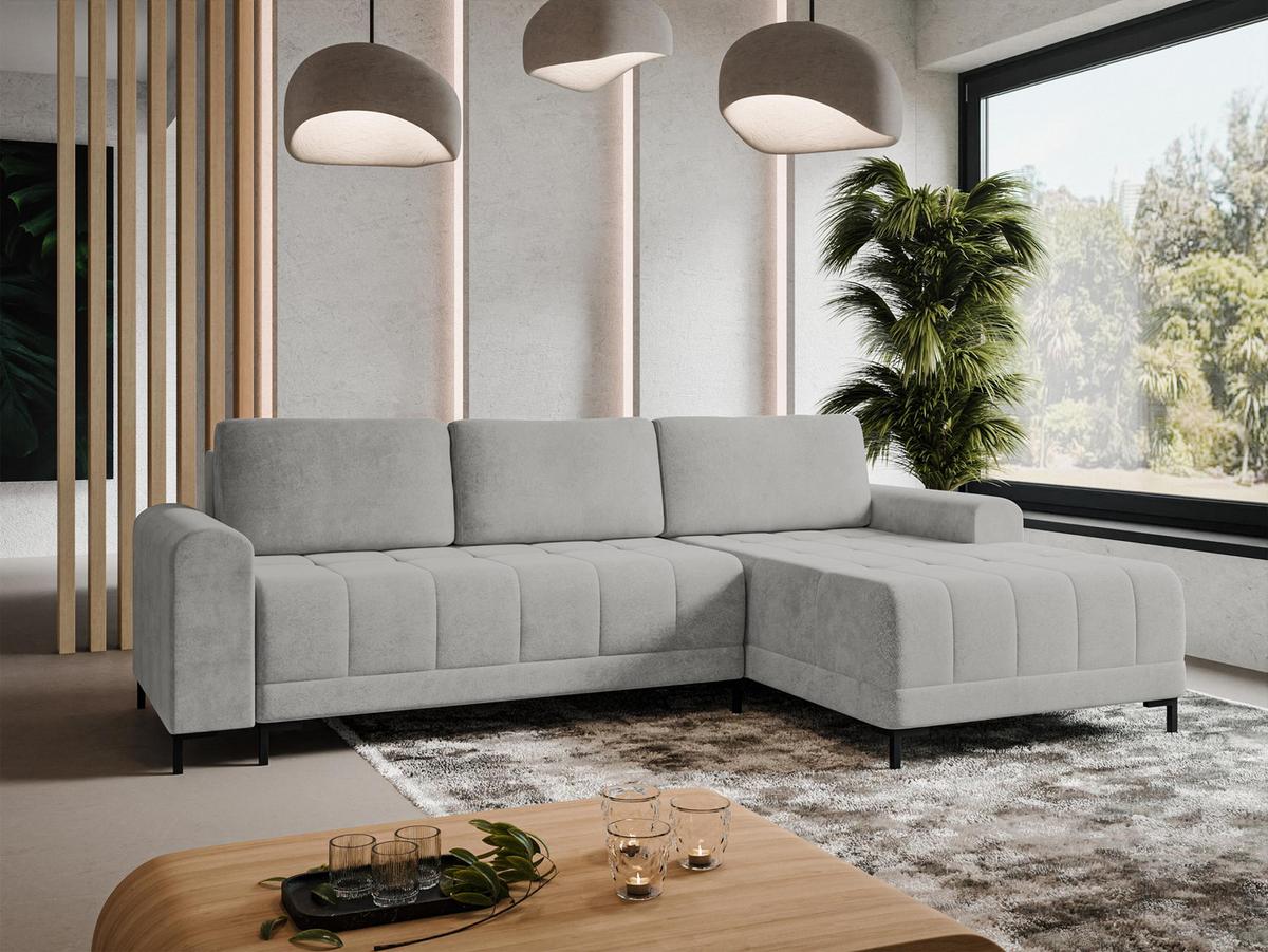 ECKSOFA Aris L, Seite: Rechts - Hellgrau/Schwarz, Holz/Textil (258/168cm) - MIRJAN24