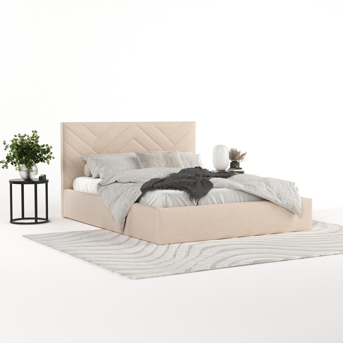 POLSTERBETT Arco 140/200 cm Creme im Asti Stoff - Creme/Schwarz, Holz/Holzwerkstoff (140/200cm) - AltaBeds