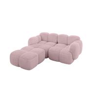 ECKSOFA modulares Sofa Links Miko-L1 214x205x75 Rosa Cord - Schwarz/Rosa, Holzwerkstoff/Kunststoff (214/205cm) - ALTDECOR