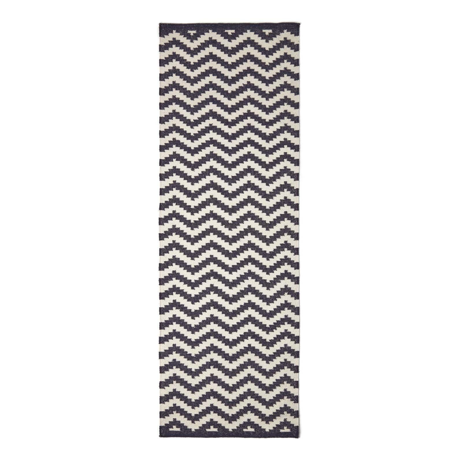 KELIM-TEPPICHLÄUFER Casablanca handgewebt 66/200 cm - Dunkelblau, Textil (66/200cm) - Homescapes