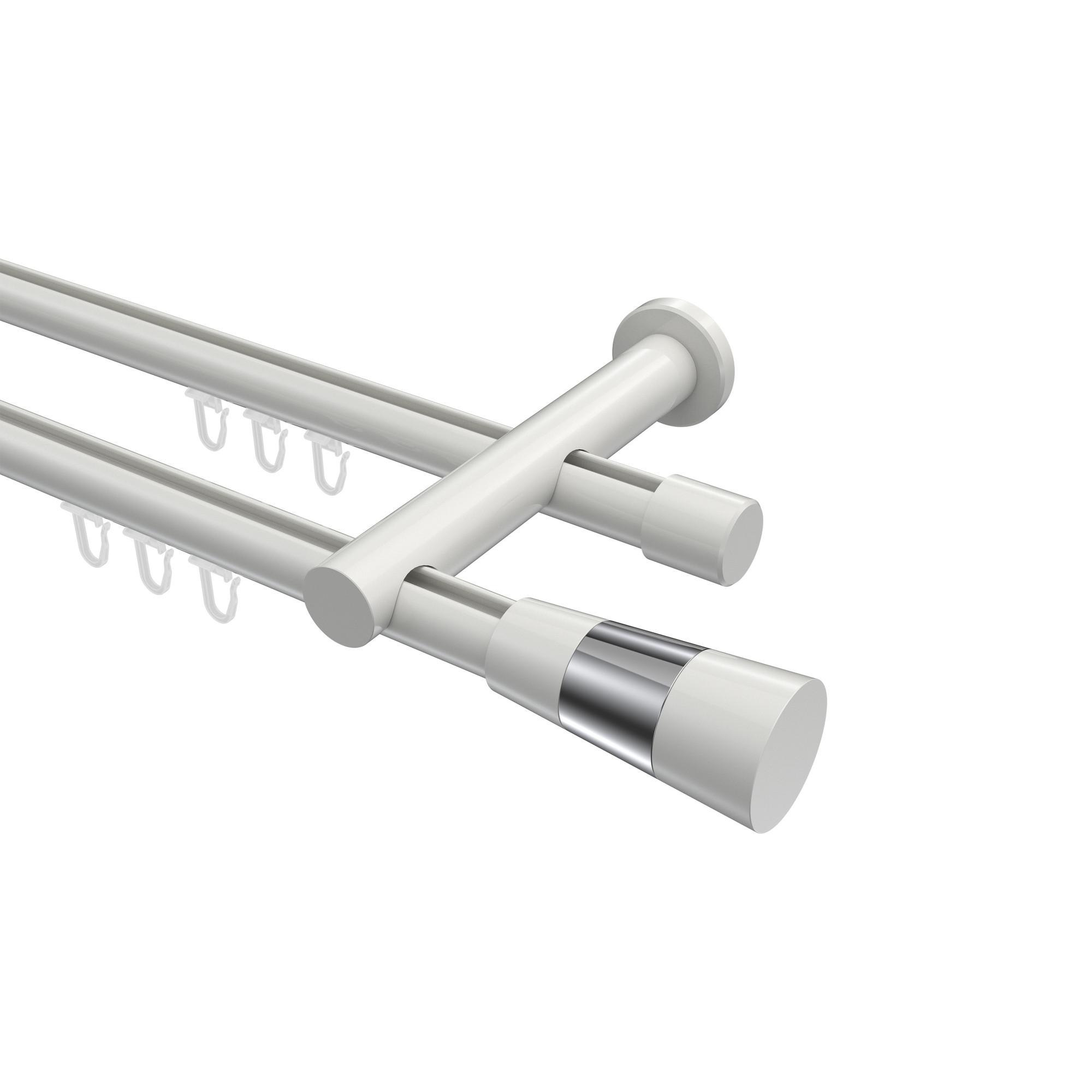 GARDINENSTANGE INNENLAUF Platon Tanara 100 cm, 2-läufig, 20 mm Ø Weiß - Chromfarben/Weiß, Metall (100cm) - INTERDECO