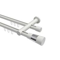 GARDINENSTANGE INNENLAUF Platon Tanara 100 cm, 2-läufig, 20 mm Ø Weiß - Chromfarben/Weiß, Metall (100cm) - INTERDECO