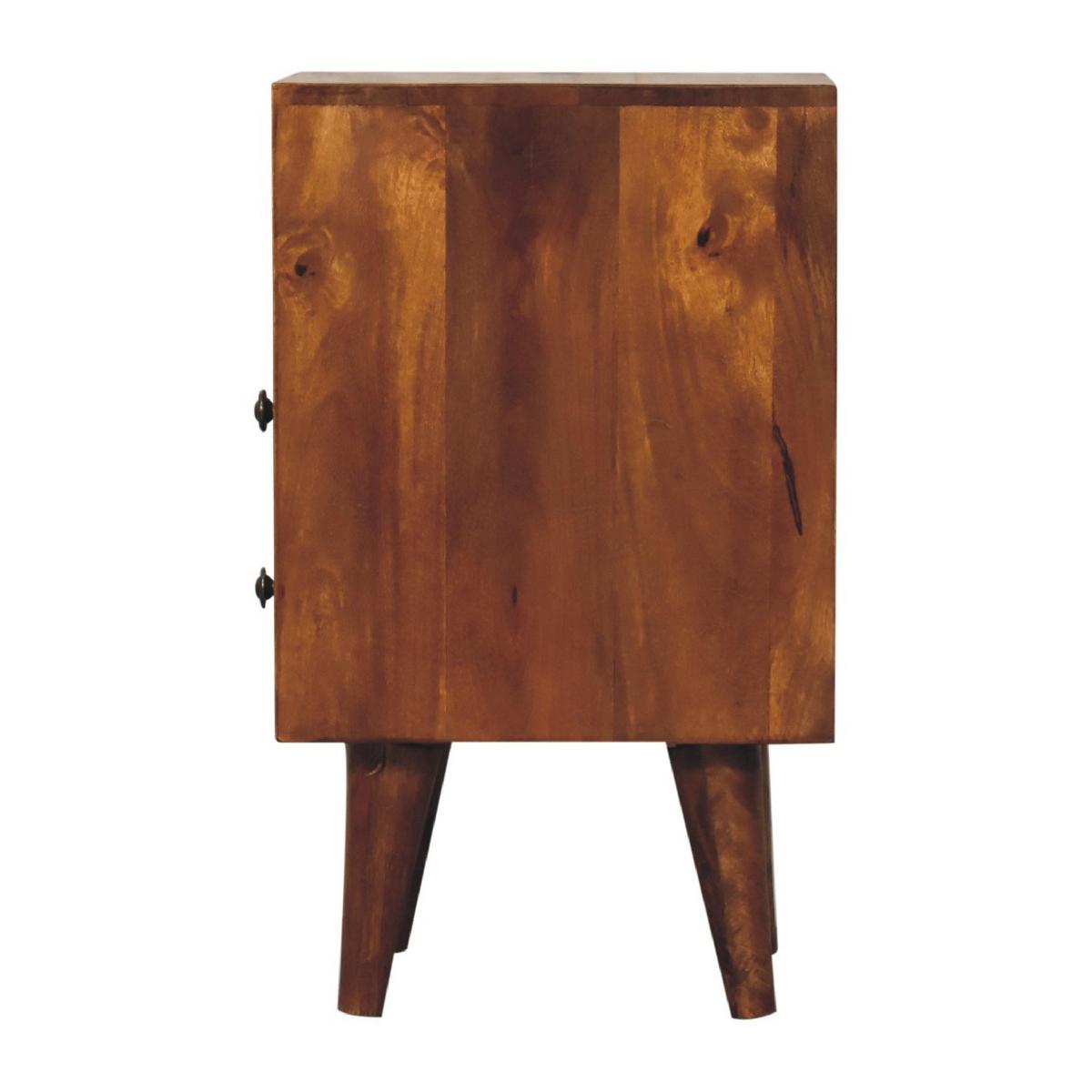 NACHTKASTEN Mini Klassisch Kastanie, 2 Schubladen und Offenes Fach, Dunkelbraun - Dunkelbraun/Messingfarben, Holz/Metall (30/50/30cm) - Artisan Furniture
