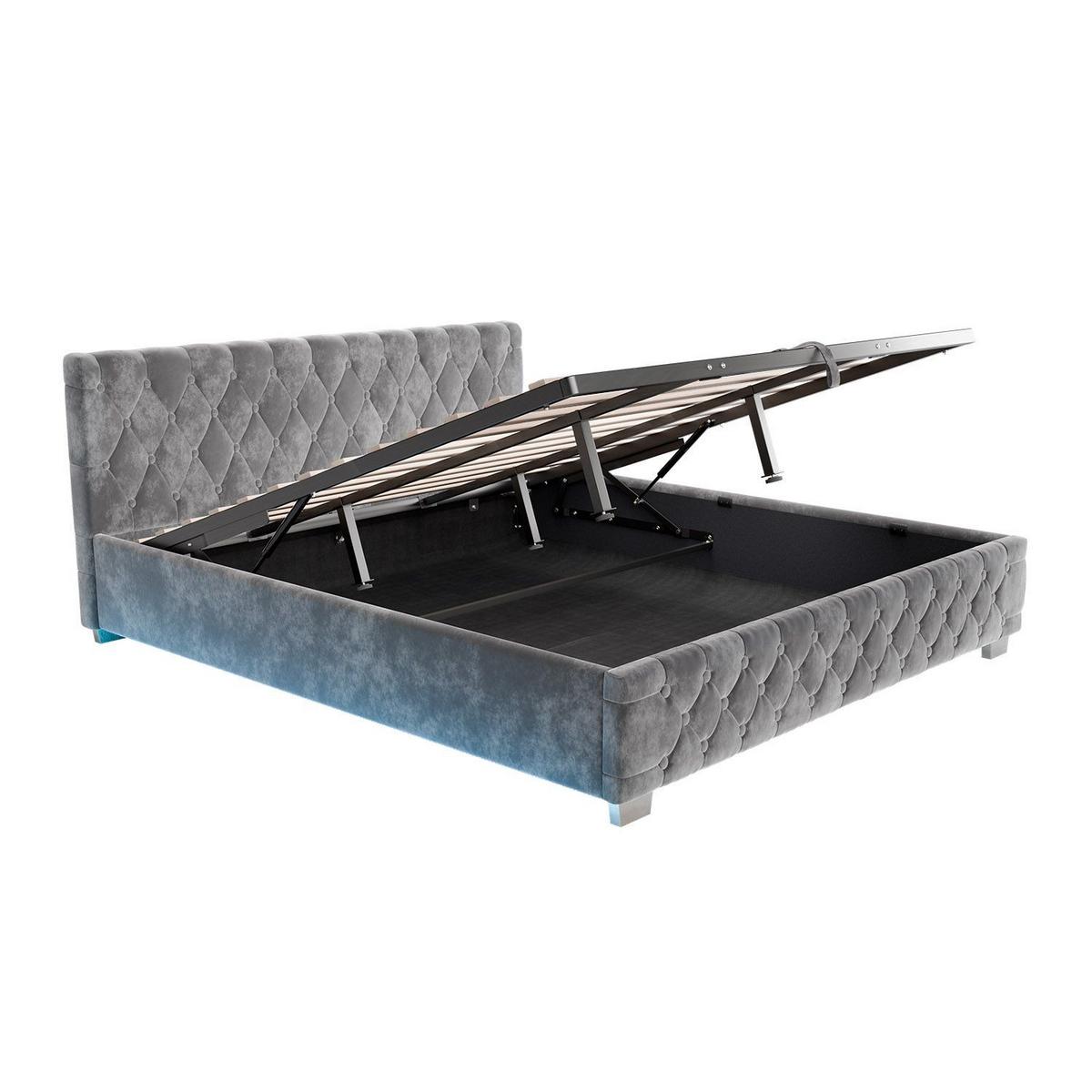 POLSTERBETT Nizza dunkelgrau 180x200 cm mit Matratze - Dunkelgrau, Holzwerkstoff (180/200cm) - Juskys