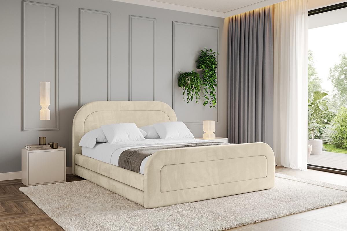 POLSTERBETT mit Bettkasten, Fußteil und Lattenrost, Boxbett ohne Matratze - LERIS-Z 180x200 Beige - Ecru, Holzwerkstoff/Textil (180/200cm) - ALTDECOR
