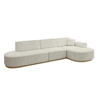 ECKSOFA Ottomane Rechts MARI-L2-v2 - 328x171x83 cm Creme Cord - Hellgrau/Creme, Holzwerkstoff/Textil (171/328cm) - ALTDECOR