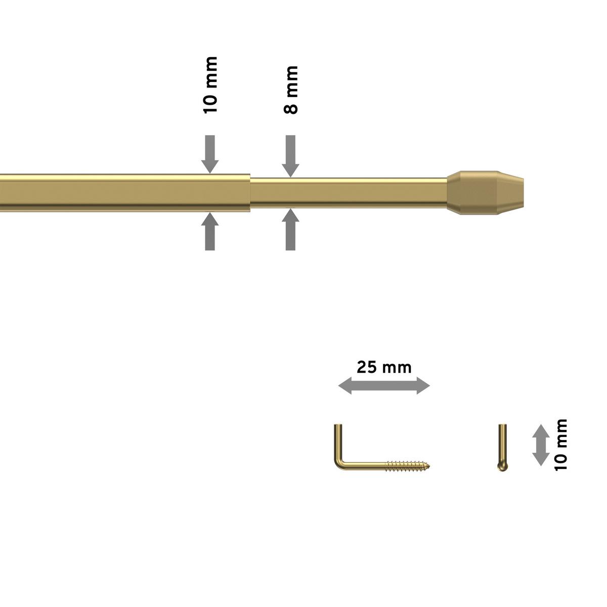 SCHEIBENSTANGEN / VITRAGESTANGEN MIT KLEBEHAKEN Geno 100-180 cm, oval, Messing-farbig, Packung 2 Stück - Messingfarben, Kunststoff/Metall (1.2/2.4/180cm) - INTERDECO