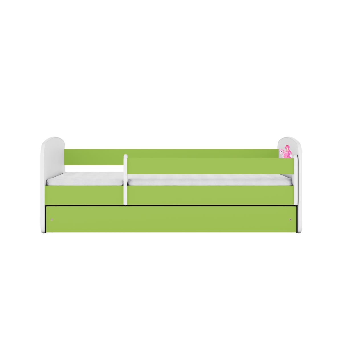 KINDERBETT Prinzessin zu Pferd mit Schublade 180/80 90/61/184 - Grün, Holzwerkstoff (80/180cm) - RAUMHIRSCH FURNITURE