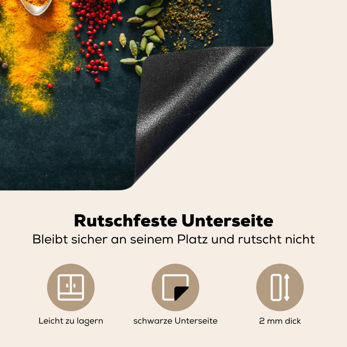 HERDABDECKPLATTE Kräuter - Gewürze - Löffel Ceranfeldabdeckung 80x52 cm - Multicolor, Kunststoff (80/52/0.2cm) - MuchoWow