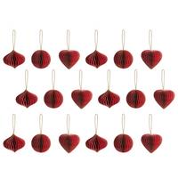 WEIHNACHTSBAUMSCHMUCK 18er Set Papier Rot Susa - Rot, Papier (12/10/12cm) - Beliani