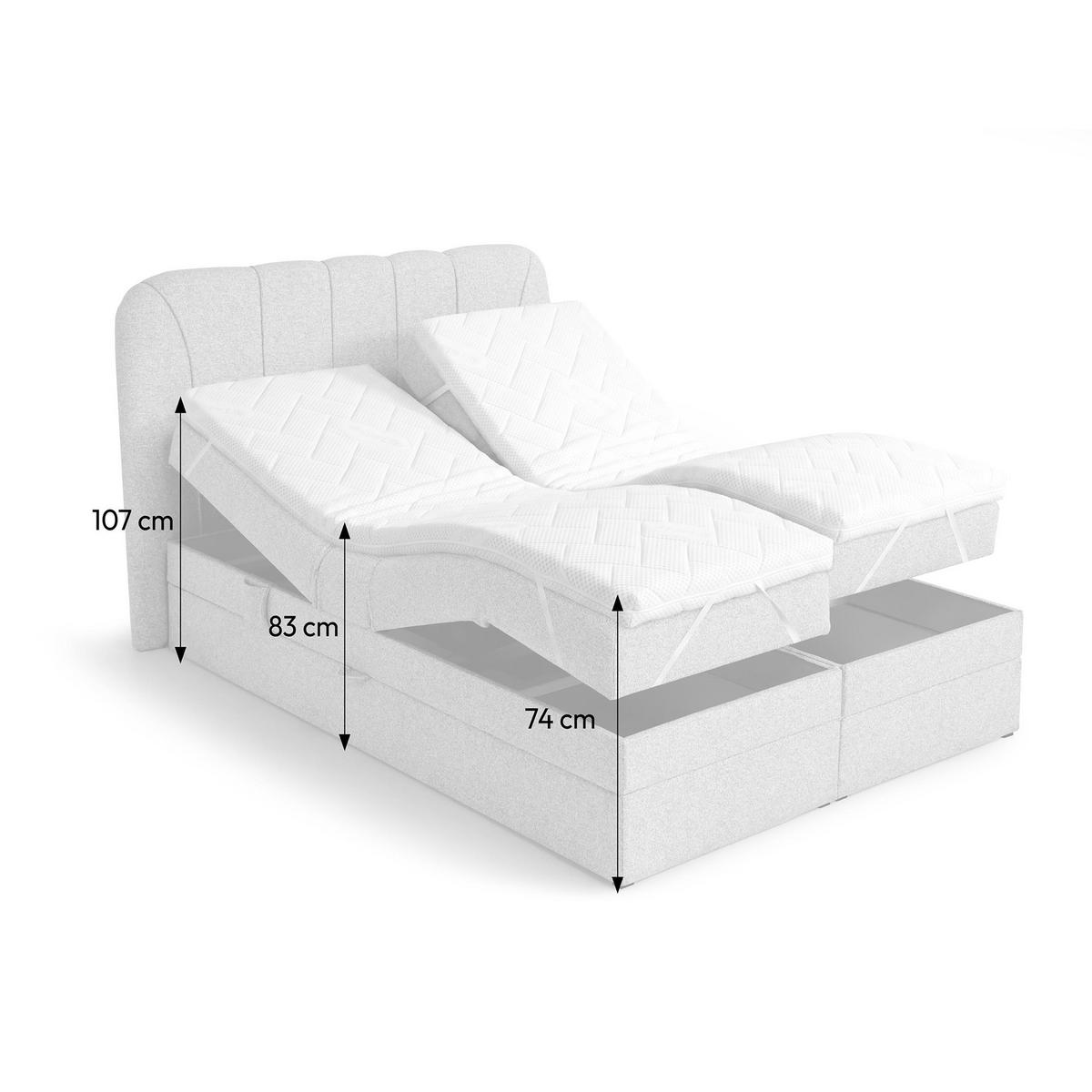 BOXSPRINGBETT Romeo mit elektrischer Matratzenverstellung, 140x200 cm, Beige - Beige, Textil (140/200cm) - Beautysofa