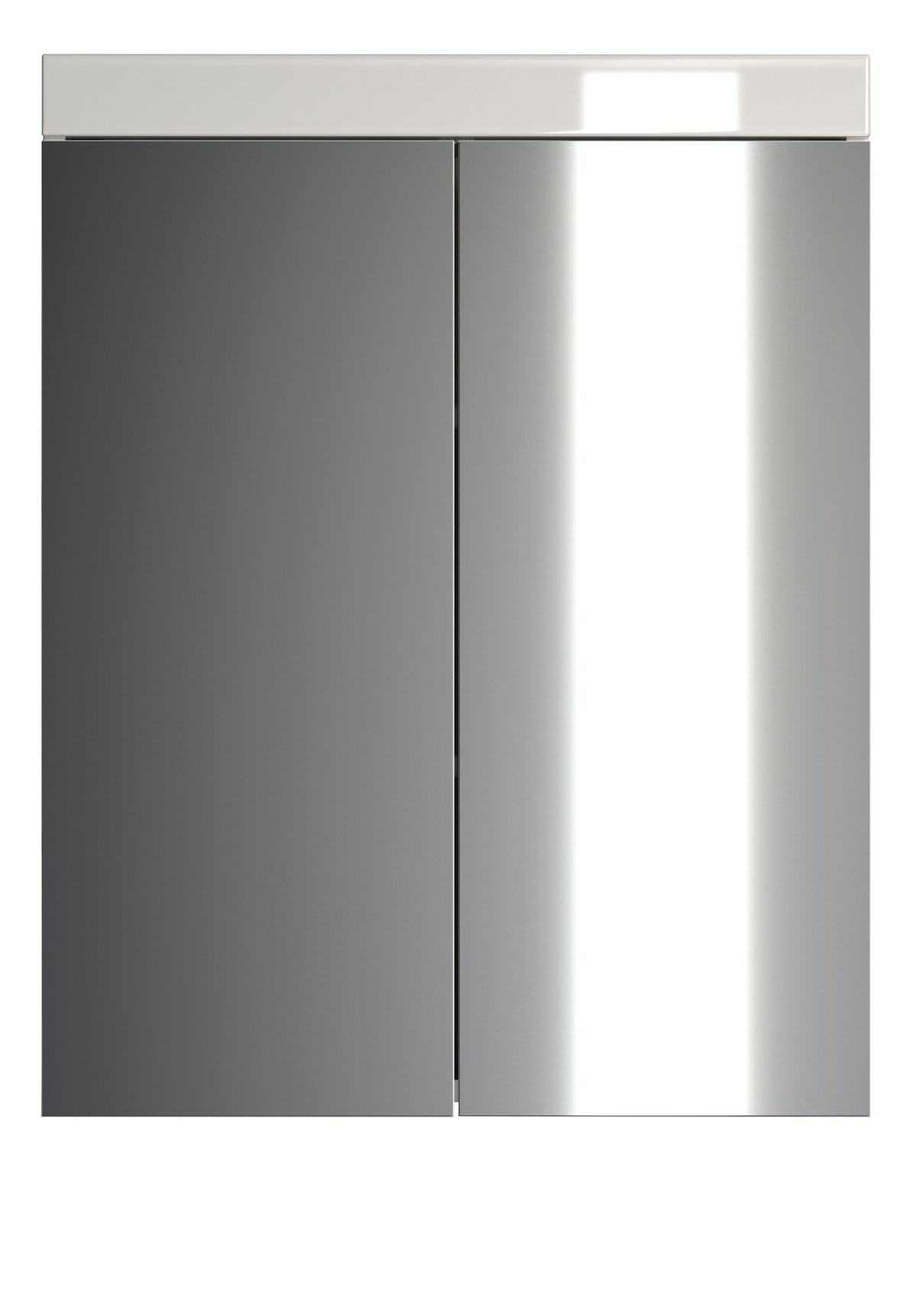 SPIEGELSCHRANK weiß Hochglanz 60 x 77 cm, Badschrank 2-türig - Weiß, Glas/Holzwerkstoff (60/77/17cm) - Top.Furn