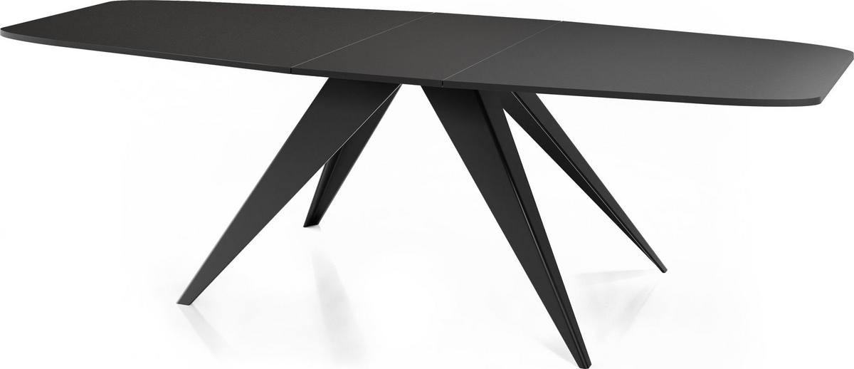 ESSTISCH Foster rechteckig ausziehbar, Schwarz 180-218/90/76 cm - Schwarz, Holzwerkstoff/Metall (90/220/76cm) - WFL GROUP