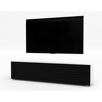 LOWBOARD ZIVOLLI 160 Weiß, Schwarze Lamellen 160/36,5/40 cm – Hängend und Stehend - Schwarz/Weiß, Holzwerkstoff/Kunststoff (160/36.5/40cm) - AX Living