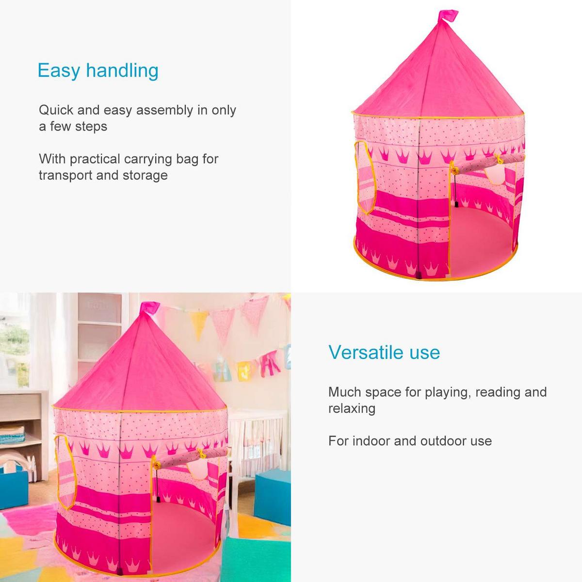 KINDERSPIELZELT 100/128 cm - Pink, Kunststoff (100/100cm) - Intirilife