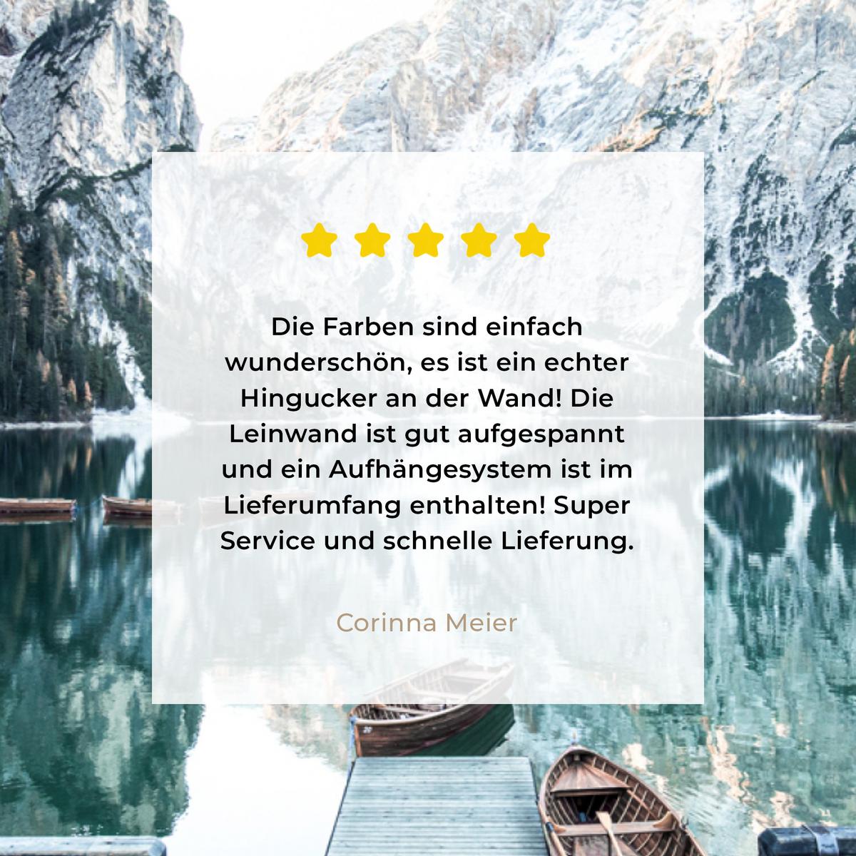 LEINWANDBILD Natur - Berge - Schnee - Wald - Boot Wandbild 40x30 cm - Hellgrün, Textil (40/30cm) - MuchoWow