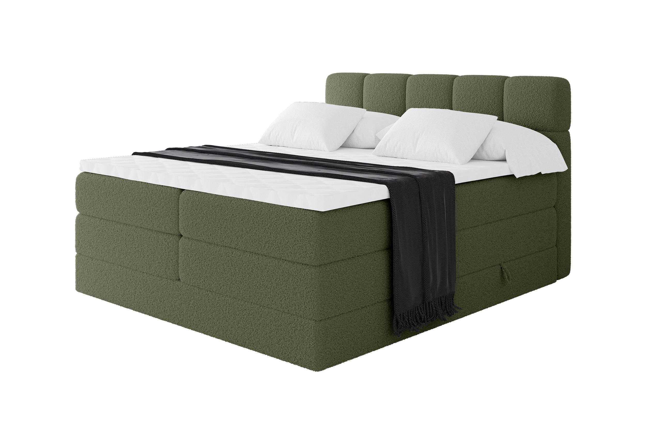 BOXBETT mit Matratze H3/H4 - FAMA KING - 140x200 cm Grün Quelle - Grün, Holzwerkstoff (140/200cm) - ALTDECOR