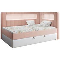 BOXSPRINGBETT JUNIOR GOLD 3 90/200 Rosa/Weiß - rechte Seite - Rosa/Weiß, Holz/Textil (90/200cm) - MKS