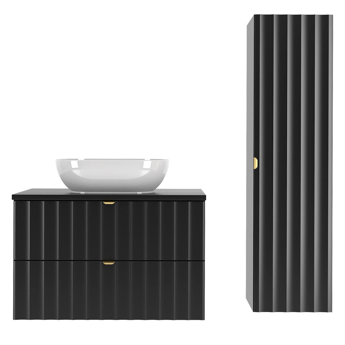 BADMÖBEL 80.6cm Lexa 2er-Set Schwarz - Schwarz, Holzwerkstoff (80.6/52.2/46.5cm) - Petits-meubles