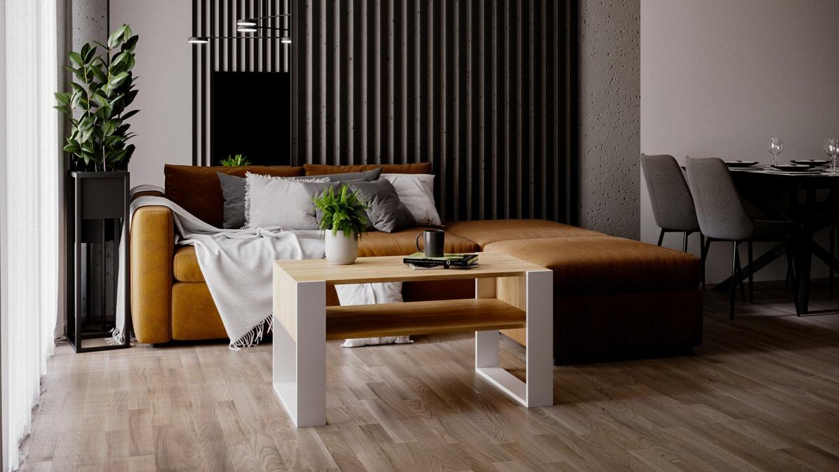 COUCHTISCH Karo92 92/45/53,6 - Weiß/Sonoma Eiche, Holzwerkstoff (54/92/45cm) - RAUMHIRSCH FURNITURE