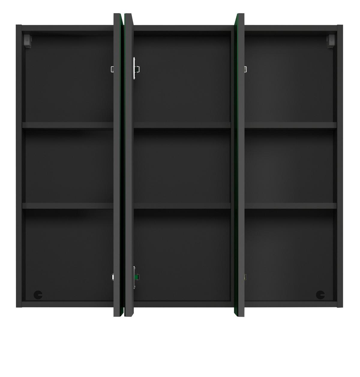 SPIEGELSCHRANK grau 90 cm, Badschrank 3-türig - Klar/Anthrazit, Glas/Holzwerkstoff (90/80/20cm) - Top.Furn