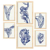 POSTER Set Mit 6 Verlockend Schrägen In Form Abstracts Ästhetische Dekorative Gemälde Für Ihr Wohnzimmer Zuhause A3 & A4 Rahmen Aus Hellem Holz - Beige, Papier (29/3cm) - Nacnic